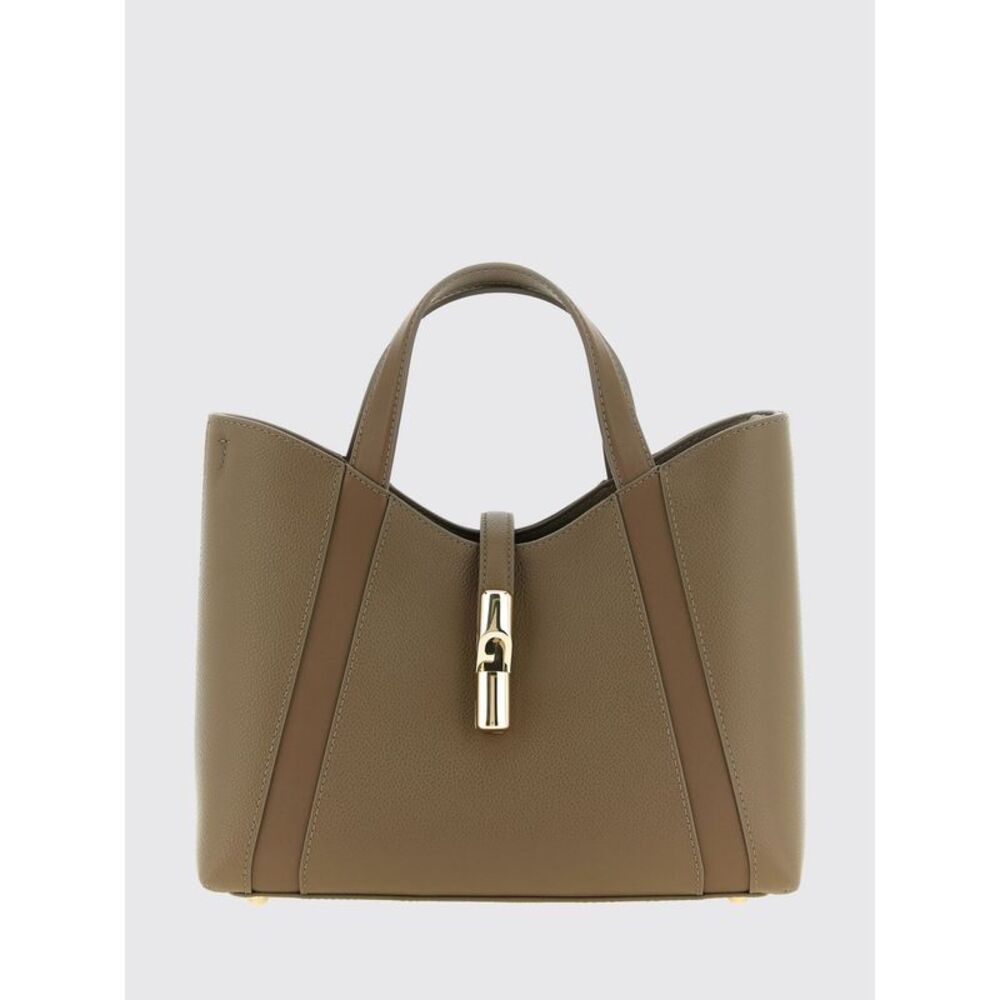 Furla Women Goccia Small Grained Leather Tote Bag By Furla With Snap Closure